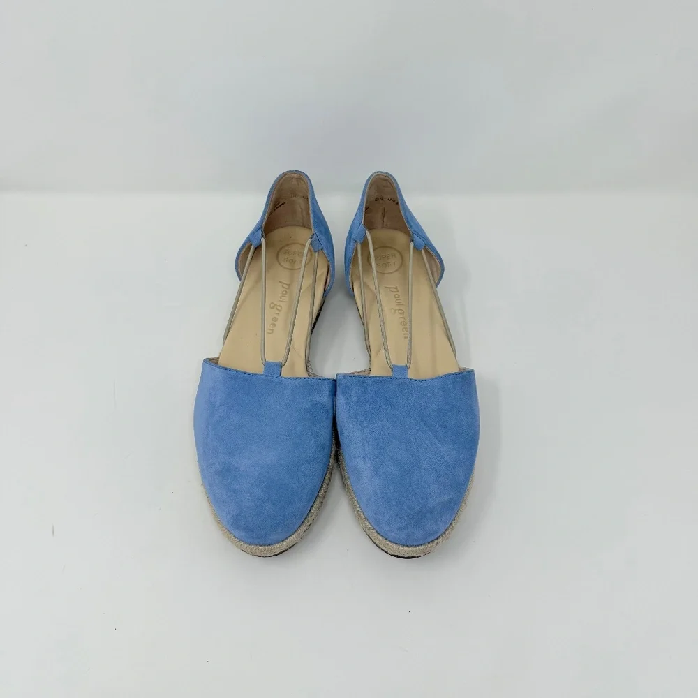 Paul Green Alegra Espadrille In Pacific Soft Suede Sz 9